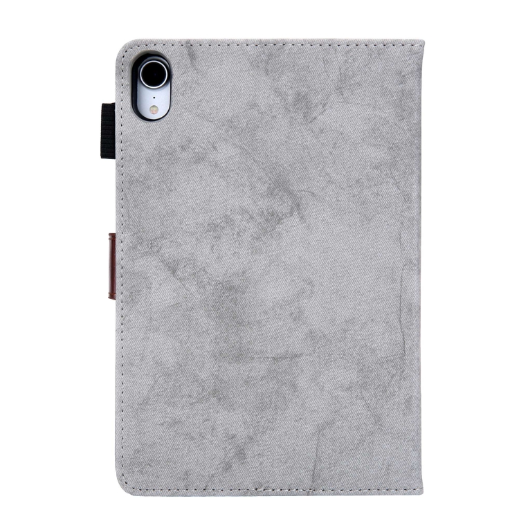 For iPad mini 6 / mini 2024 Fabric Contrast Color Smart Leather Tablet Case(Grey) For iPad mini 6 / mini 2024 Fabric Contrast Color Smart Leather Tablet Case(Grey)