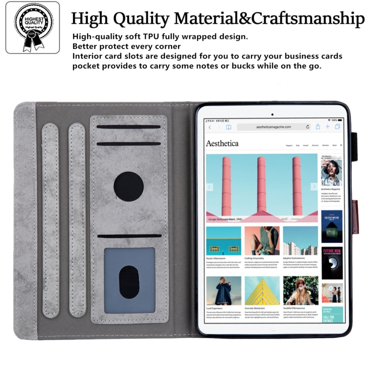 For iPad mini 6 / mini 2024 Fabric Contrast Color Smart Leather Tablet Case(Grey) For iPad mini 6 / mini 2024 Fabric Contrast Color Smart Leather Tablet Case(Grey)