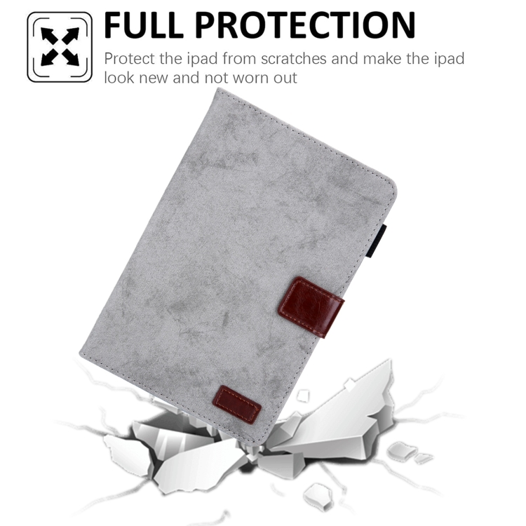 For iPad mini 6 / mini 2024 Fabric Contrast Color Smart Leather Tablet Case(Grey) For iPad mini 6 / mini 2024 Fabric Contrast Color Smart Leather Tablet Case(Grey)