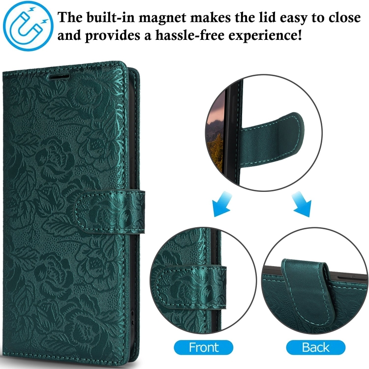 For Samsung Galaxy S24 FE 5G Peony Flowers Imprint Leather Phone Case(Green) For Samsung Galaxy S24 FE 5G Peony Flowers Imprint Leather Phone Case(Green)