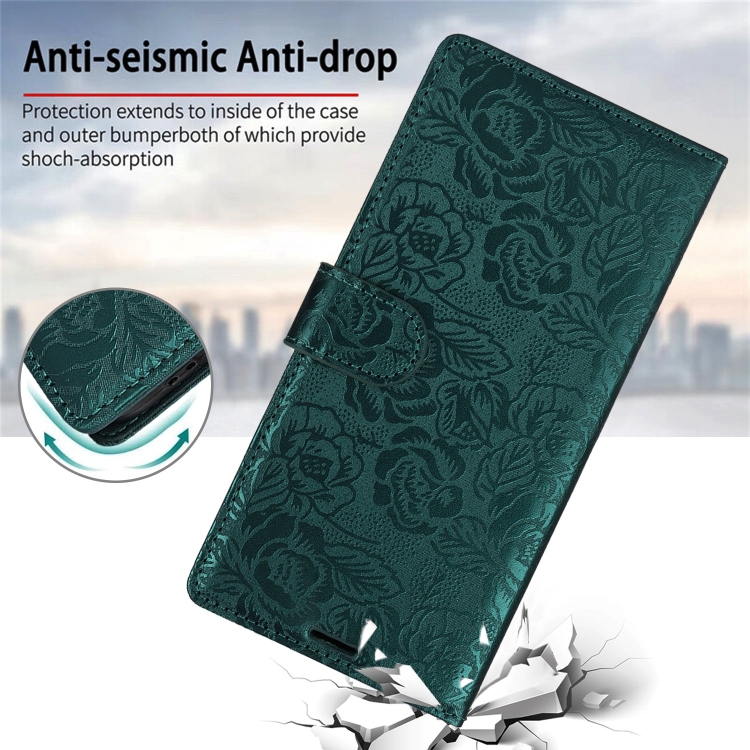 For Samsung Galaxy S24 FE 5G Peony Flowers Imprint Leather Phone Case(Green) For Samsung Galaxy S24 FE 5G Peony Flowers Imprint Leather Phone Case(Green)