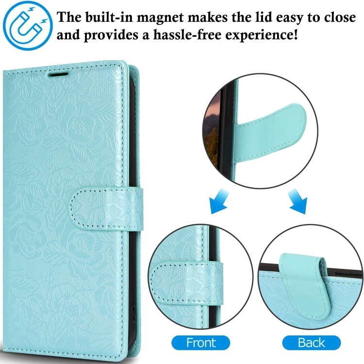 For Samsung Galaxy S24 Ultra 5G Peony Flowers Imprint Leather Phone Case(Sky Blue)