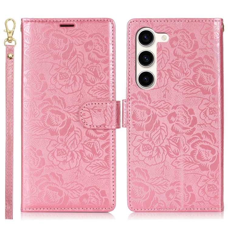 For Samsung Galaxy S23+ 5G Peony Flowers Imprint Leather Phone Case(Pink)
