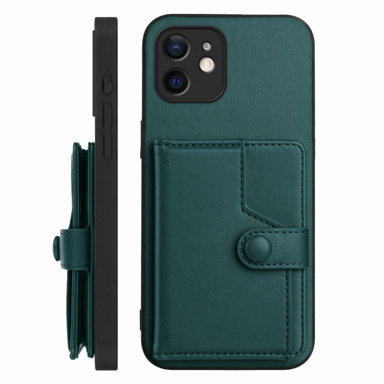 For iPhone 11 Button Card Bag RFID Anti-theft Phone Case(Green) For iPhone 11 Button Card Bag RFID Anti-theft Phone Case(Green)