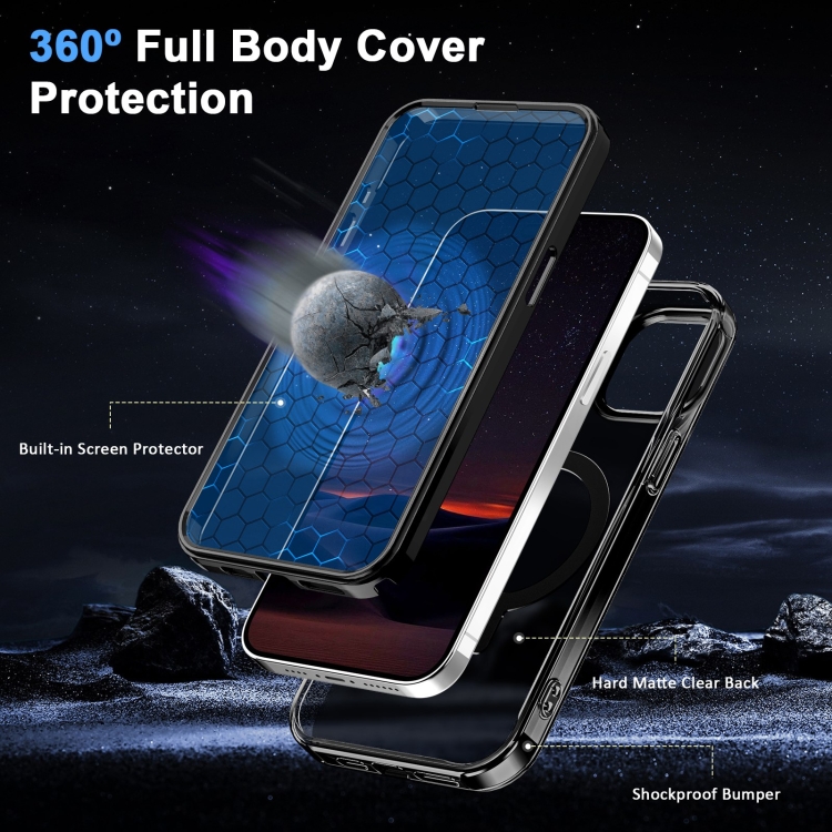 For iPhone 15 Plus Frosted Skin Feel MagSafe Holder 360 Full Body Phone Case(Black) For iPhone 15 Plus Frosted Skin Feel MagSafe Holder 360 Full Body Phone Case(Black)