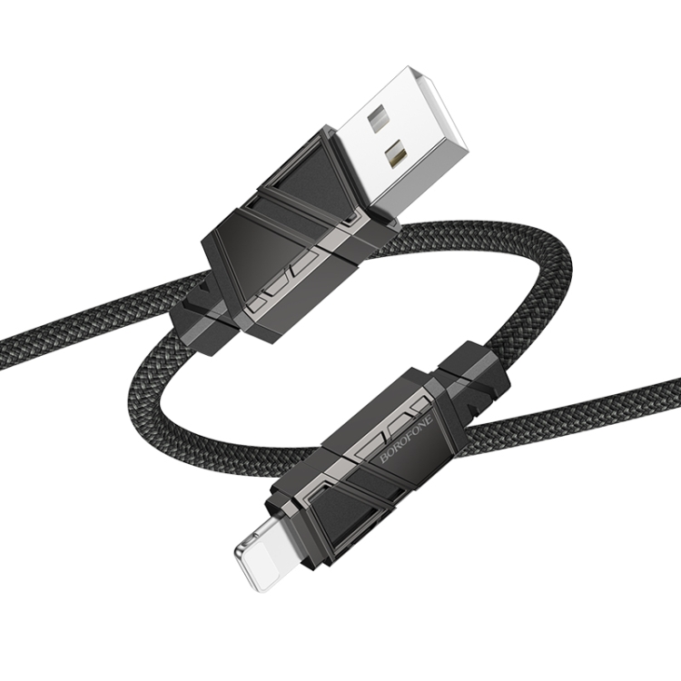 Borofone BU54 Might 2.4A USB to 8 Pin Data Cable, Length: 1.2m(Black)