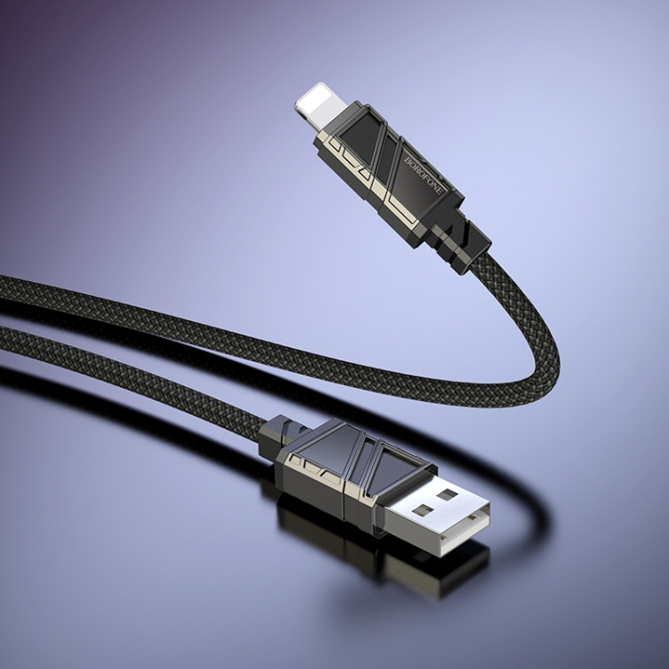 Borofone BU54 Might 2.4A USB to 8 Pin Data Cable, Length: 1.2m(Black)