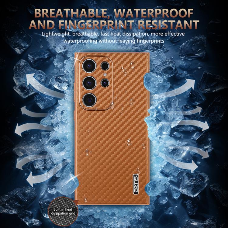 For Samsung Galaxy S22 Ultra 5G AZNS Electroplated Edge Carbon Fiber Texture Phone Case(Brown) For Samsung Galaxy S22 Ultra 5G AZNS Electroplated Edge Carbon Fiber Texture Phone Case(Brown)