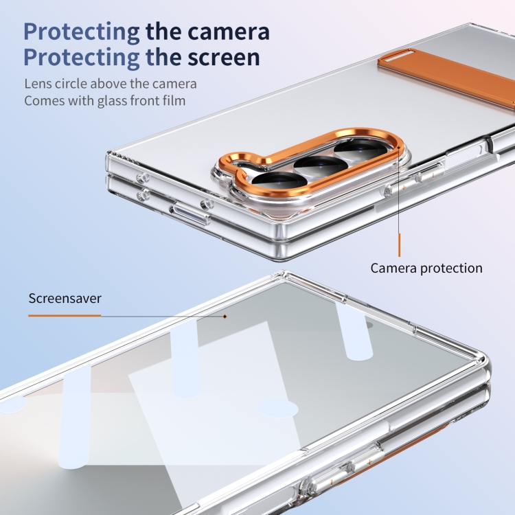 For Samsung Galaxy Z Fold6 Ice-Cold Holder PC Hybrid TPU Phone Case(Orange) For Samsung Galaxy Z Fold6 Ice-Cold Holder PC Hybrid TPU Phone Case(Orange)