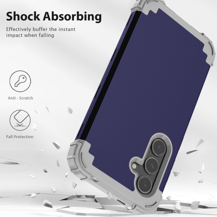 For Samsung Galaxy S24 FE 5G 3 in 1 Silicone Hybrid PC Shockproof Phone Case(Navy Blue Gray) For Samsung Galaxy S24 FE 5G 3 in 1 Silicone Hybrid PC Shockproof Phone Case(Navy Blue Gray)