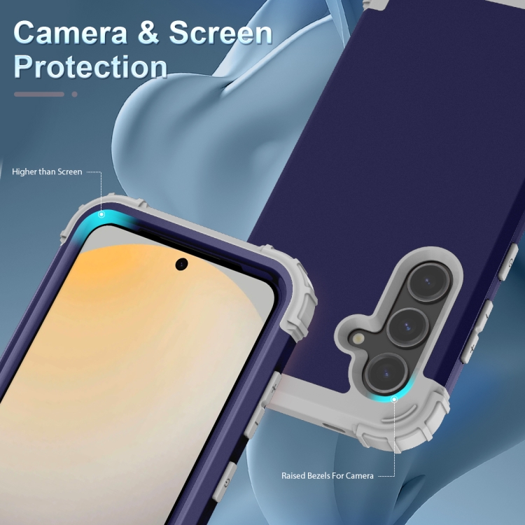 For Samsung Galaxy S24 FE 5G 3 in 1 Silicone Hybrid PC Shockproof Phone Case(Navy Blue Gray) For Samsung Galaxy S24 FE 5G 3 in 1 Silicone Hybrid PC Shockproof Phone Case(Navy Blue Gray)