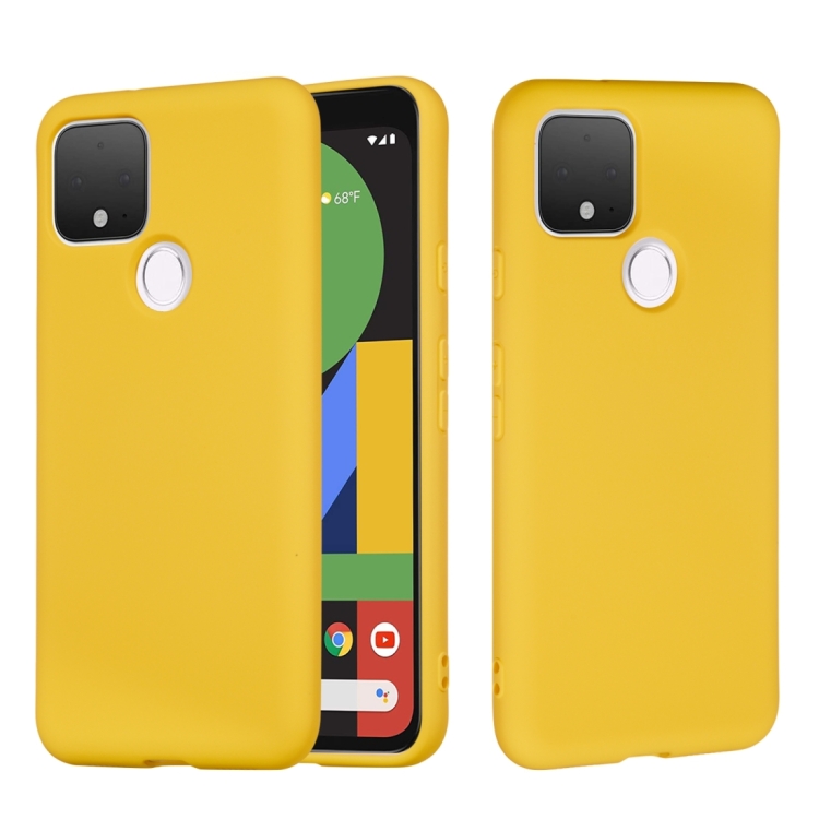 Para Google Pixel 5 Funda de cobertura total a prueba de golpes de silicona  líquida de color puro (amarillo)