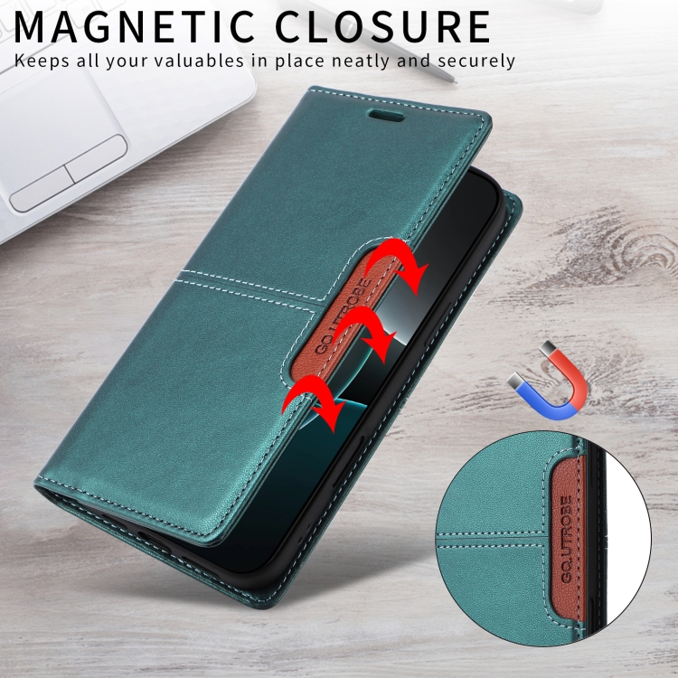 For Samsung Galaxy S22 Ultra 5G GQUTROBE G01 RFID Anti-theft Leather Phone Case(Green) For Samsung Galaxy S22 Ultra 5G GQUTROBE G01 RFID Anti-theft Leather Phone Case(Green)