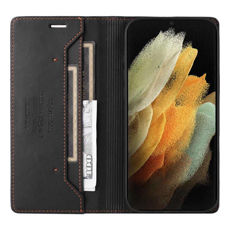 For Samsung Galaxy S21 Ultra 5G GQUTROBE G01 RFID Anti-theft Leather Phone Case(Black) For Samsung Galaxy S21 Ultra 5G GQUTROBE G01 RFID Anti-theft Leather Phone Case(Black)