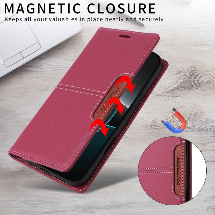 For Samsung Galaxy S21+ 5G GQUTROBE G01 RFID Anti-theft Leather Phone Case(Red) For Samsung Galaxy S21+ 5G GQUTROBE G01 RFID Anti-theft Leather Phone Case(Red)