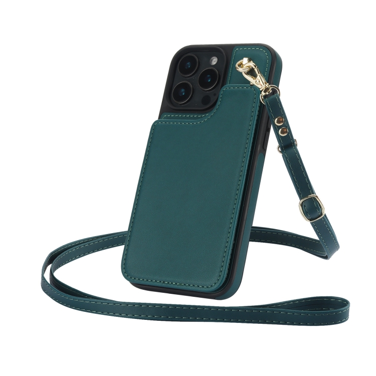 For iPhone 16 Pro Crossbody Dual-Buckle Wallet Back Leather Phone Case(Green) For iPhone 16 Pro Crossbody Dual-Buckle Wallet Back Leather Phone Case(Green)