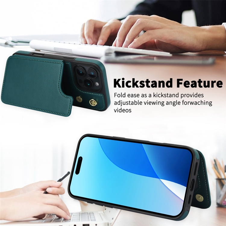 For iPhone 16 Pro Crossbody Dual-Buckle Wallet Back Leather Phone Case(Green) For iPhone 16 Pro Crossbody Dual-Buckle Wallet Back Leather Phone Case(Green)
