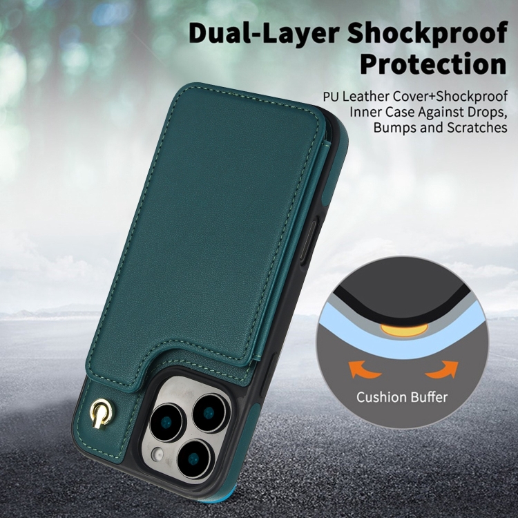 For iPhone 16 Pro Crossbody Dual-Buckle Wallet Back Leather Phone Case(Green) For iPhone 16 Pro Crossbody Dual-Buckle Wallet Back Leather Phone Case(Green)
