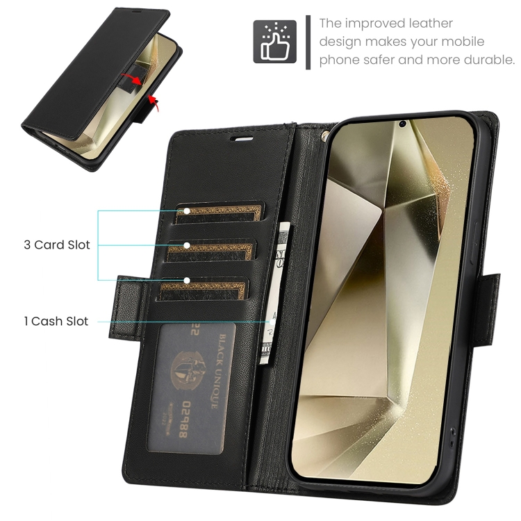 For Samsung Galaxy S24 Ultra 5G Side Buckle RFID Anti-theft Leather Phone Case(Black) For Samsung Galaxy S24 Ultra 5G Side Buckle RFID Anti-theft Leather Phone Case(Black)
