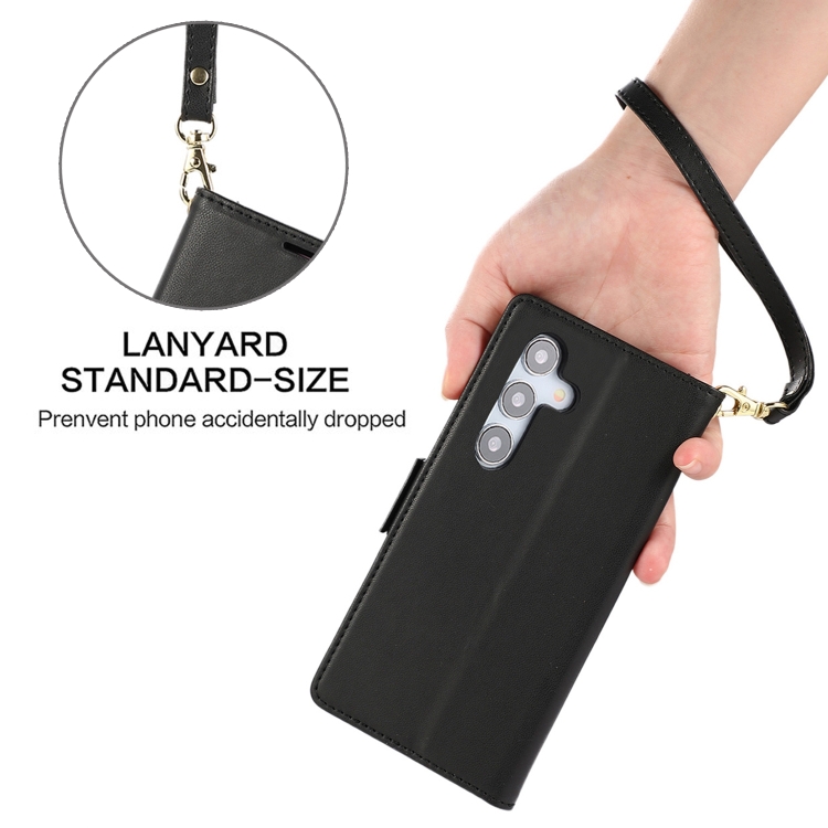 For Samsung Galaxy S25 / S24 5G Side Buckle RFID Anti-theft Leather Phone Case(Black) For Samsung Galaxy S25 / S24 5G Side Buckle RFID Anti-theft Leather Phone Case(Black)