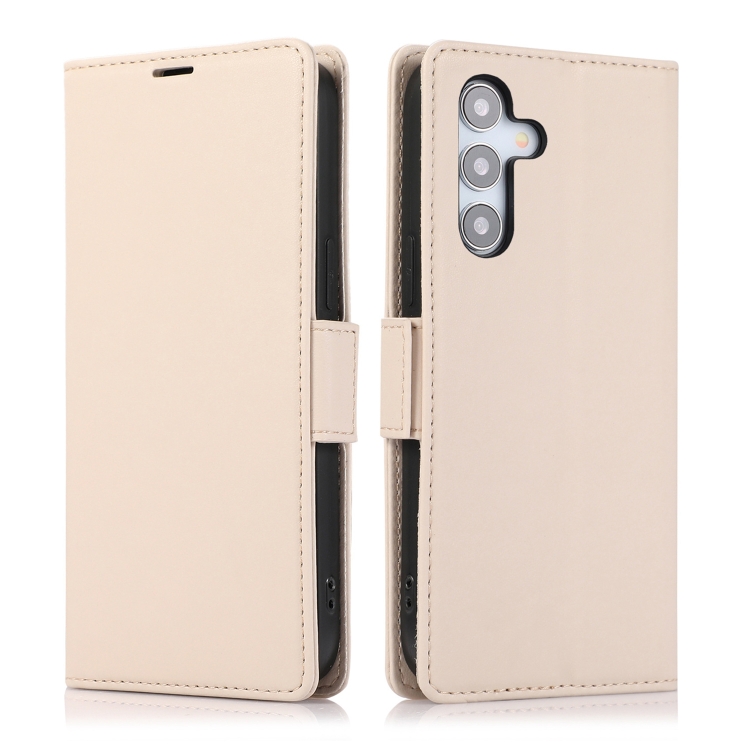 For Samsung Galaxy S25+ / S24+ 5G Side Buckle RFID Anti-theft Leather Phone Case(Apricot) For Samsung Galaxy S25+ / S24+ 5G Side Buckle RFID Anti-theft Leather Phone Case(Apricot)