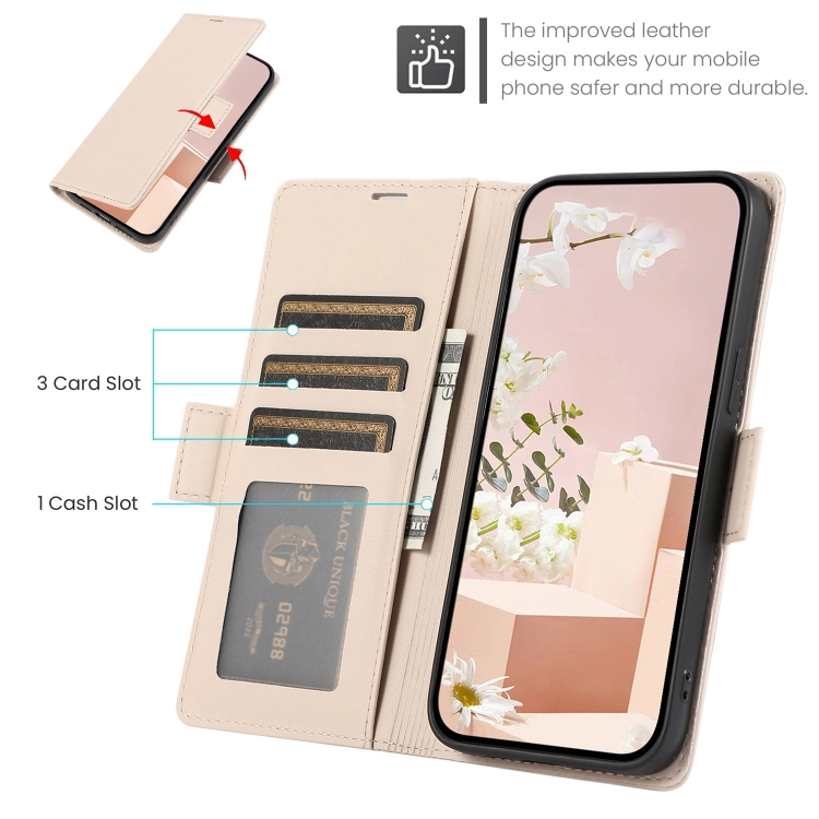 For Samsung Galaxy S25+ / S24+ 5G Side Buckle RFID Anti-theft Leather Phone Case(Apricot) For Samsung Galaxy S25+ / S24+ 5G Side Buckle RFID Anti-theft Leather Phone Case(Apricot)