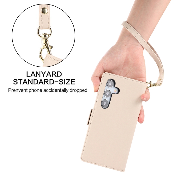 For Samsung Galaxy S25+ / S24+ 5G Side Buckle RFID Anti-theft Leather Phone Case(Apricot) For Samsung Galaxy S25+ / S24+ 5G Side Buckle RFID Anti-theft Leather Phone Case(Apricot)