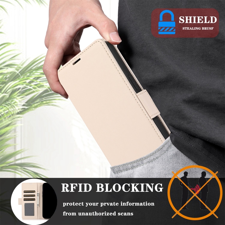 For Samsung Galaxy S25+ / S24+ 5G Side Buckle RFID Anti-theft Leather Phone Case(Apricot) For Samsung Galaxy S25+ / S24+ 5G Side Buckle RFID Anti-theft Leather Phone Case(Apricot)