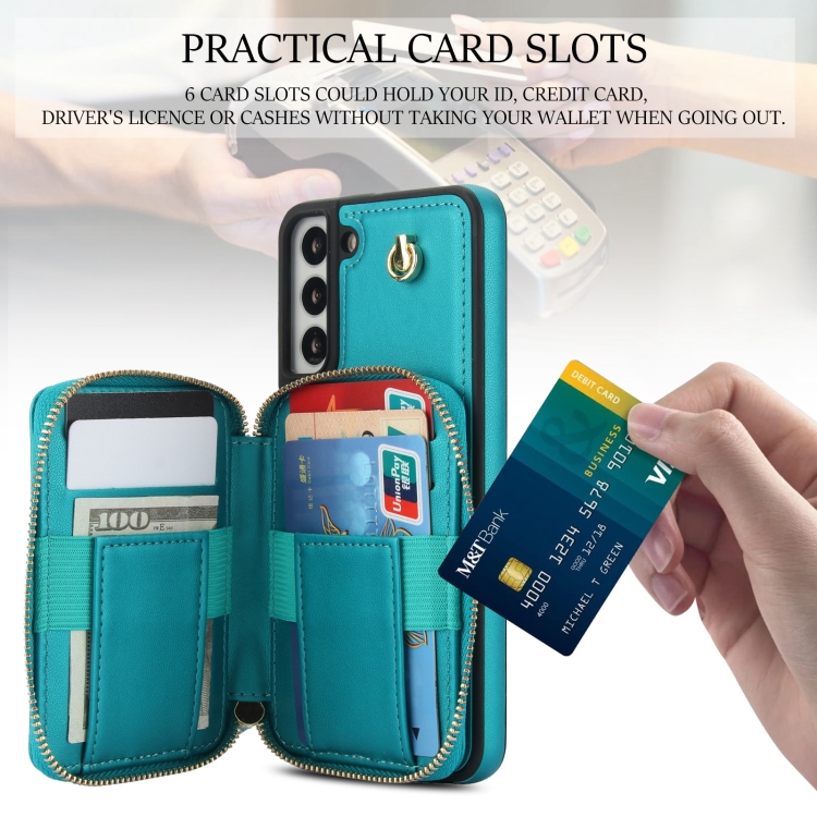 For Samsung Galaxy S22 5G AwQuer Crossbody Zipper Wallet Rhombic Leather Back Phone Case(Green) For Samsung Galaxy S22 5G AwQuer Crossbody Zipper Wallet Rhombic Leather Back Phone Case(Green)