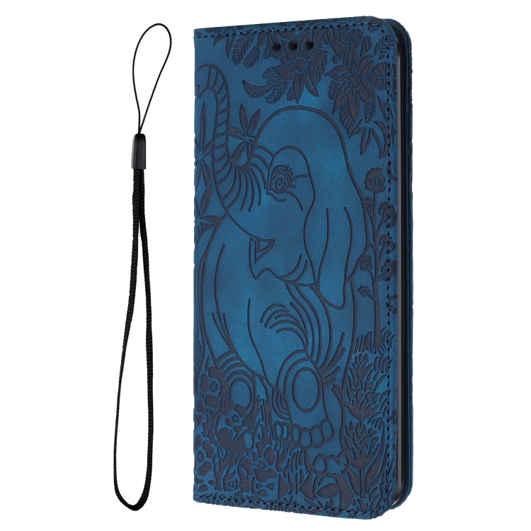 For Samsung Galaxy S25 5G Retro Elephant Embossed Leather Phone Case(Blue)