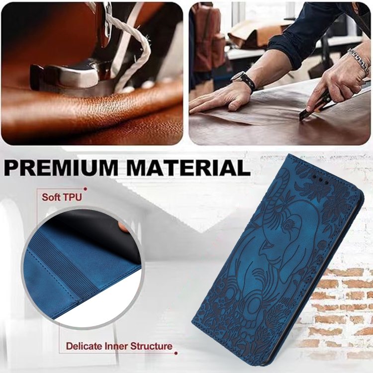 For Samsung Galaxy S25 5G Retro Elephant Embossed Leather Phone Case(Blue)