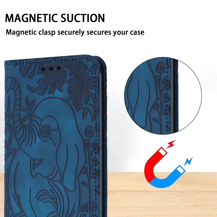 For Samsung Galaxy S25 5G Retro Elephant Embossed Leather Phone Case(Blue)