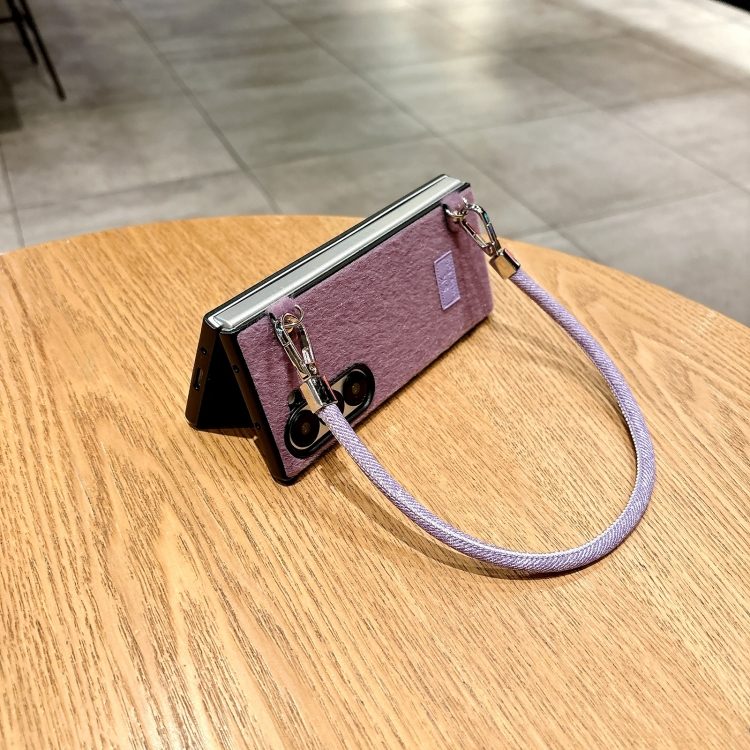 For Samsung Galaxy Z Fold6 5G Comfortable Short Plush Full Coverage Phone Case with Wrist Strap(Purple) For Samsung Galaxy Z Fold6 5G Comfortable Short Plush Full Coverage Phone Case with Wrist Strap(Purple)
