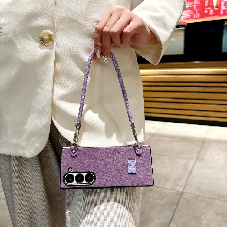 For Samsung Galaxy Z Fold6 5G Comfortable Short Plush Full Coverage Phone Case with Wrist Strap(Purple) For Samsung Galaxy Z Fold6 5G Comfortable Short Plush Full Coverage Phone Case with Wrist Strap(Purple)