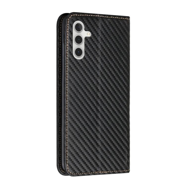 For Samsung Galaxy S25 5G Carbon Fiber Texture Magnetic Flip Leather Phone Case(Black) For Samsung Galaxy S25 5G Carbon Fiber Texture Magnetic Flip Leather Phone Case(Black)