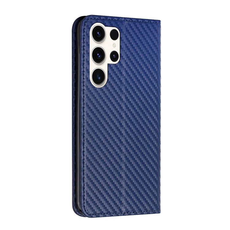 For Samsung Galaxy S25 Ultra 5G Carbon Fiber Texture Magnetic Flip Leather Phone Case(Blue) For Samsung Galaxy S25 Ultra 5G Carbon Fiber Texture Magnetic Flip Leather Phone Case(Blue)