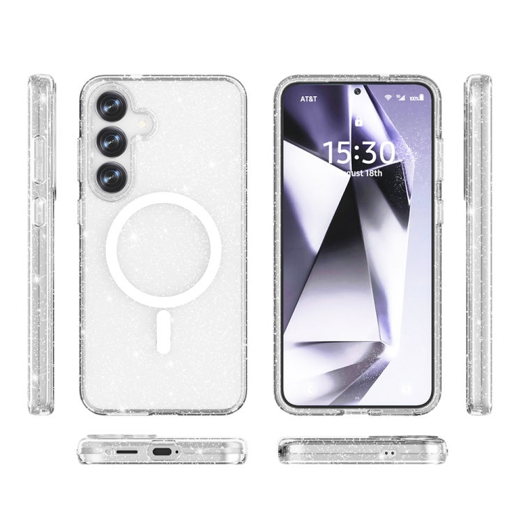 For Samsung Galaxy S25 5G Terminator MagSafe Magnetic Phone Case(Glitter White) For Samsung Galaxy S25 5G Terminator MagSafe Magnetic Phone Case(Glitter White)