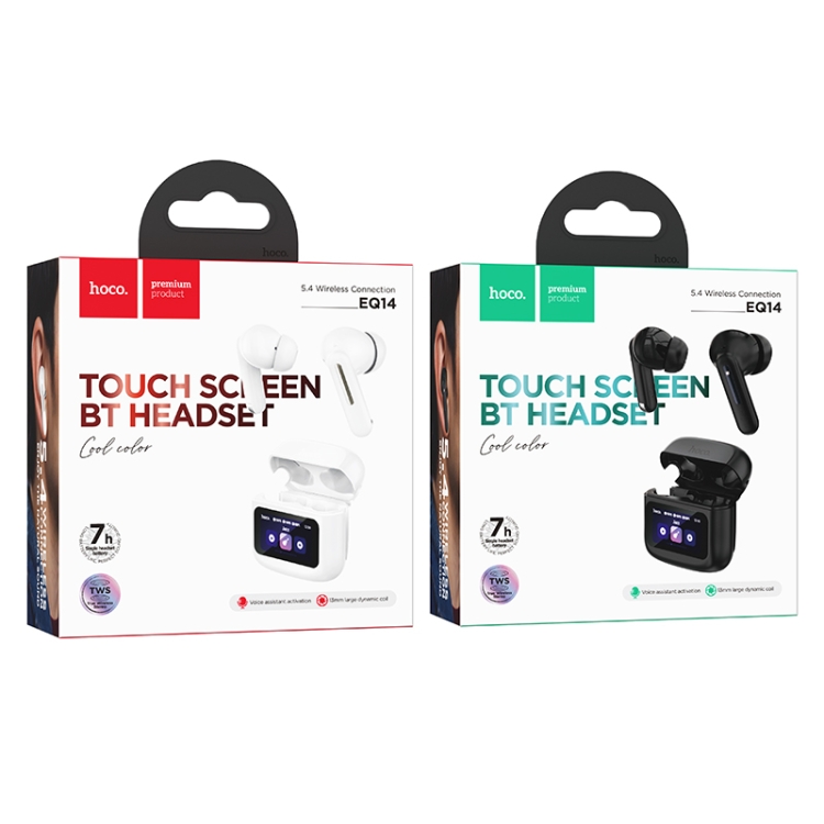 hoco EQ14 True Wireless Smart Touch screen Bluetooth Earphone(Black) - B7