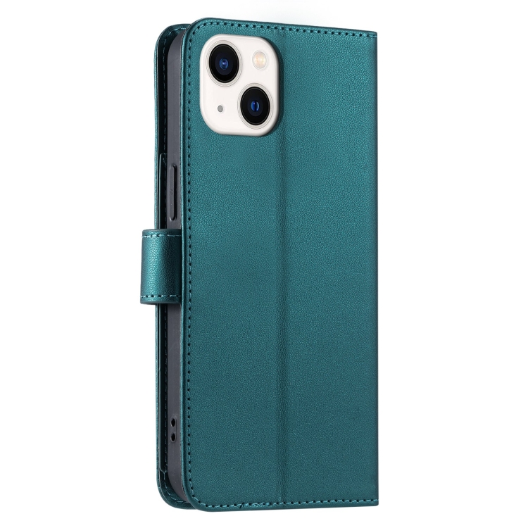 For iPhone 14 Plus Ring Buckle Rhombic Leather Phone Case(Green) For iPhone 14 Plus Ring Buckle Rhombic Leather Phone Case(Green)