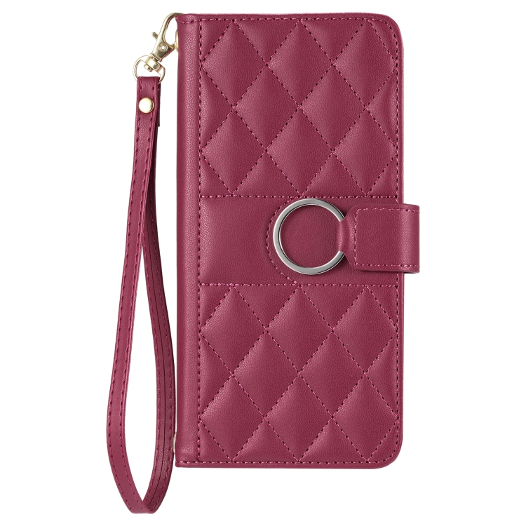 For Samsung Galaxy S23 Ultra 5G Ring Buckle Rhombic Leather Phone Case(Red) For Samsung Galaxy S23 Ultra 5G Ring Buckle Rhombic Leather Phone Case(Red)