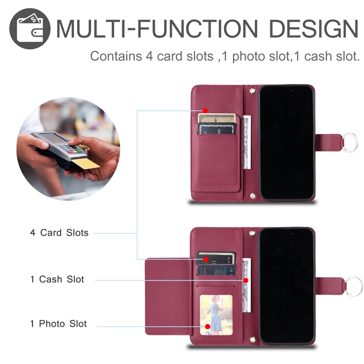For Samsung Galaxy S23 Ultra 5G Ring Buckle Rhombic Leather Phone Case(Red) For Samsung Galaxy S23 Ultra 5G Ring Buckle Rhombic Leather Phone Case(Red)