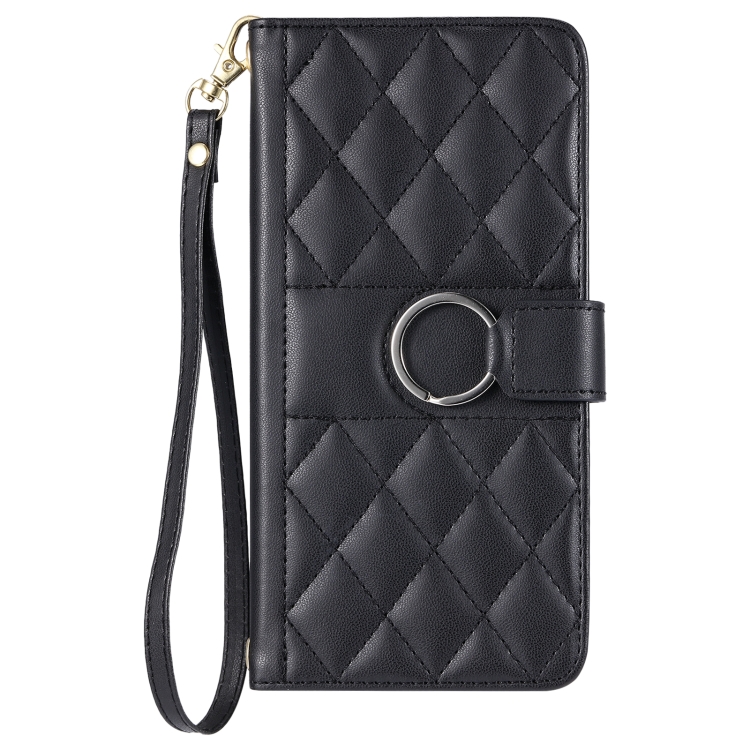 For Samsung Galaxy S23+ 5G Ring Buckle Rhombic Leather Phone Case(Black) For Samsung Galaxy S23+ 5G Ring Buckle Rhombic Leather Phone Case(Black)