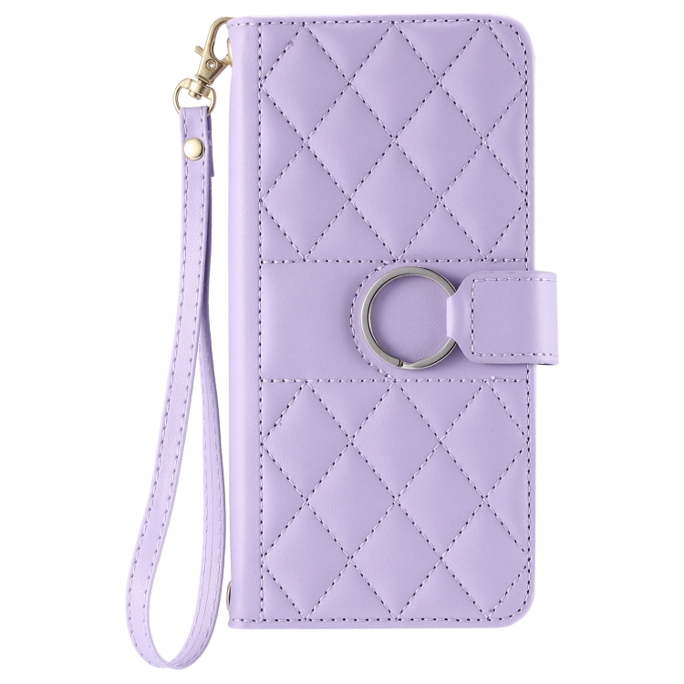 For Samsung Galaxy S20 FE Ring Buckle Rhombic Leather Phone Case(Purple) For Samsung Galaxy S20 FE Ring Buckle Rhombic Leather Phone Case(Purple)