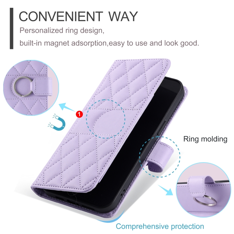 For Samsung Galaxy S20 FE Ring Buckle Rhombic Leather Phone Case(Purple) For Samsung Galaxy S20 FE Ring Buckle Rhombic Leather Phone Case(Purple)