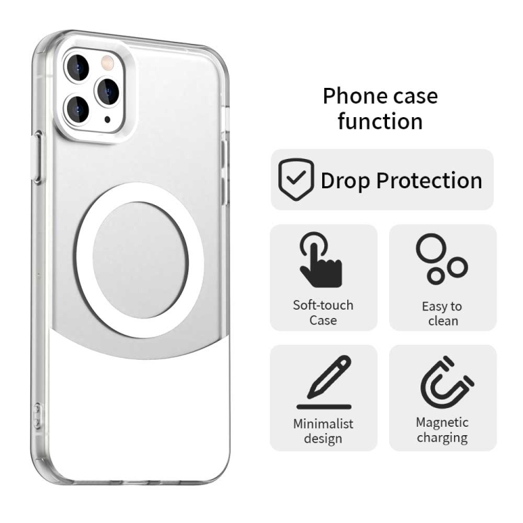 For iPhone 11 Pro Max Color Blocking Series MagSafe Magnetic PC Hybrid TPU Phone Case(White) For iPhone 11 Pro Max Color Blocking Series MagSafe Magnetic PC Hybrid TPU Phone Case(White)
