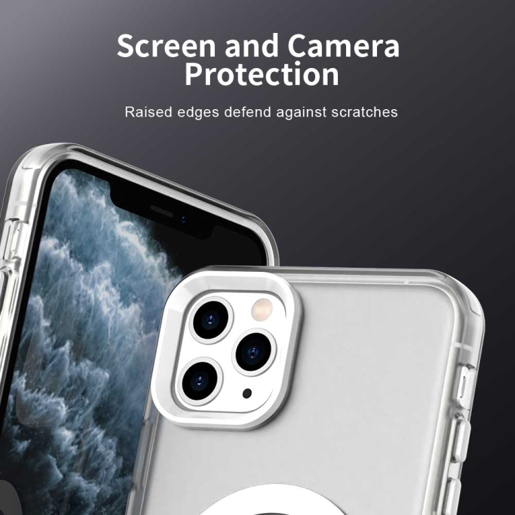 For iPhone 11 Pro Max Color Blocking Series MagSafe Magnetic PC Hybrid TPU Phone Case(White) For iPhone 11 Pro Max Color Blocking Series MagSafe Magnetic PC Hybrid TPU Phone Case(White)