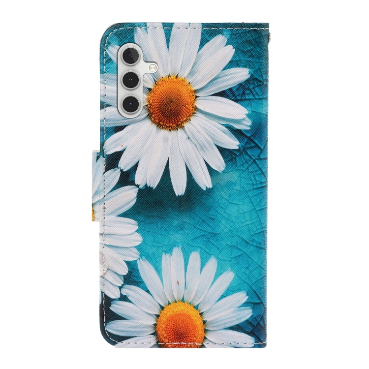For Samsung Galaxy S25 5G Colored Drawing Pattern Leather Phone Case(Daisy) For Samsung Galaxy S25 5G Colored Drawing Pattern Leather Phone Case(Daisy)