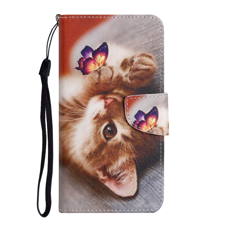 For Samsung Galaxy S25 Ultra 5G Colored Drawing Pattern Leather Phone Case(Butterfly Cat) For Samsung Galaxy S25 Ultra 5G Colored Drawing Pattern Leather Phone Case(Butterfly Cat)