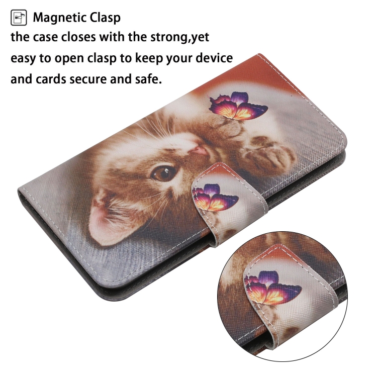 For Samsung Galaxy S25 Ultra 5G Colored Drawing Pattern Leather Phone Case(Butterfly Cat) For Samsung Galaxy S25 Ultra 5G Colored Drawing Pattern Leather Phone Case(Butterfly Cat)