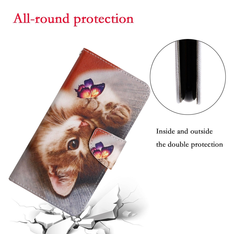 For Samsung Galaxy S25 Ultra 5G Colored Drawing Pattern Leather Phone Case(Butterfly Cat) For Samsung Galaxy S25 Ultra 5G Colored Drawing Pattern Leather Phone Case(Butterfly Cat)